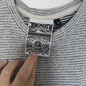 Jungmaven T Shirt Mens M Hemp Organic Cotton Striped Short Sleeve Pocket